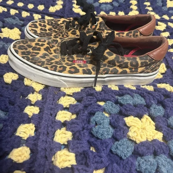 Vans Brown and Black Leopard Print Sneakers - Picture 2 of 4